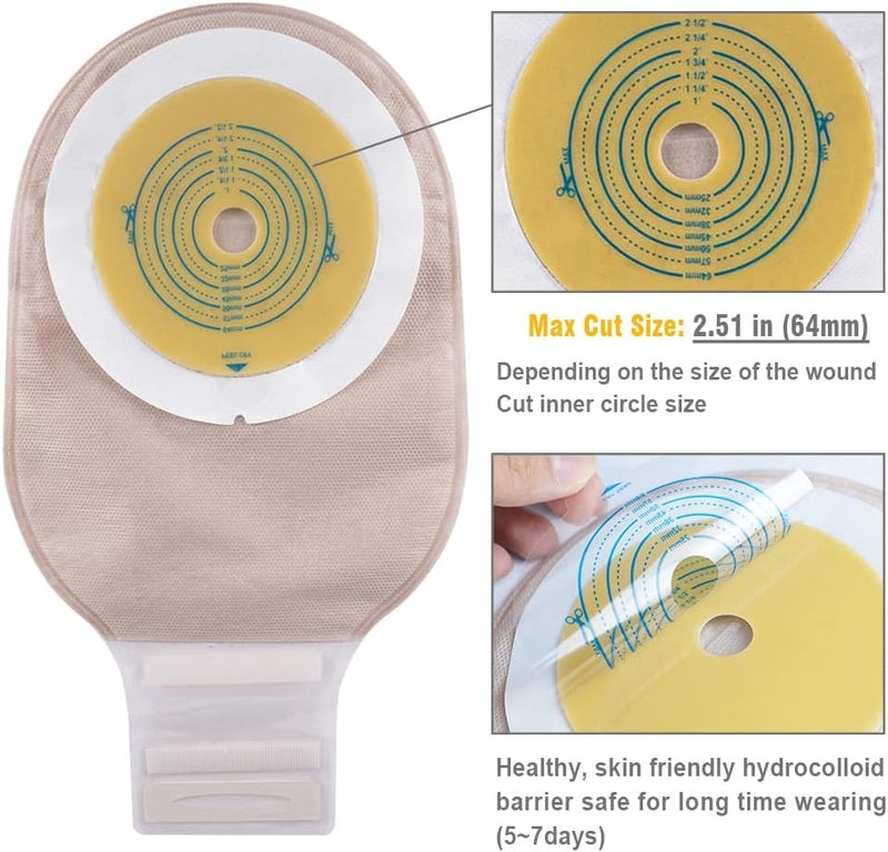 OUCHAN Carbou 20 PCS Colostomy Bags,Ostomy Supplies,One Piece Drainable Ostomy Pouch with Closure for Ileostomy Stoma Care, Cut-to-Fit - Image 2
